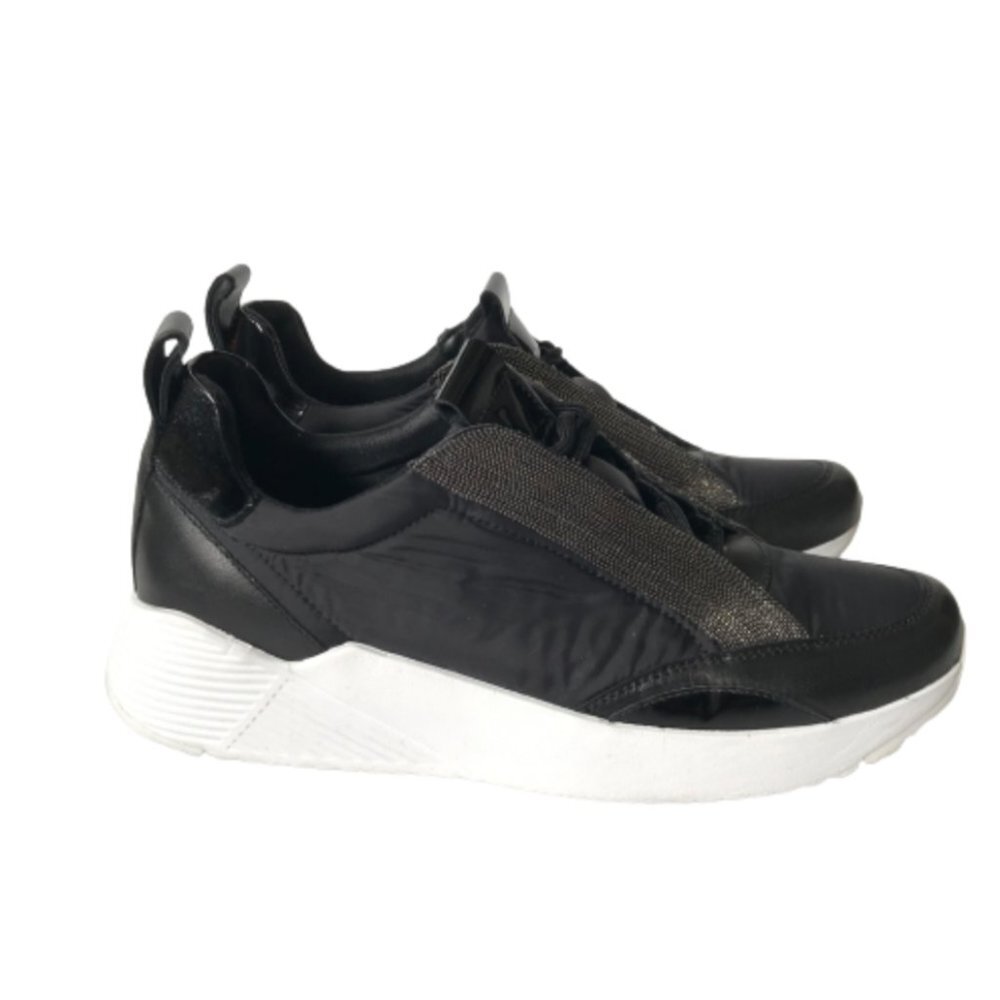 Vaneli Alima Beaded Sneakers Shoes Womens 8 Black Lace Up Nylon Monili Trim Shoe